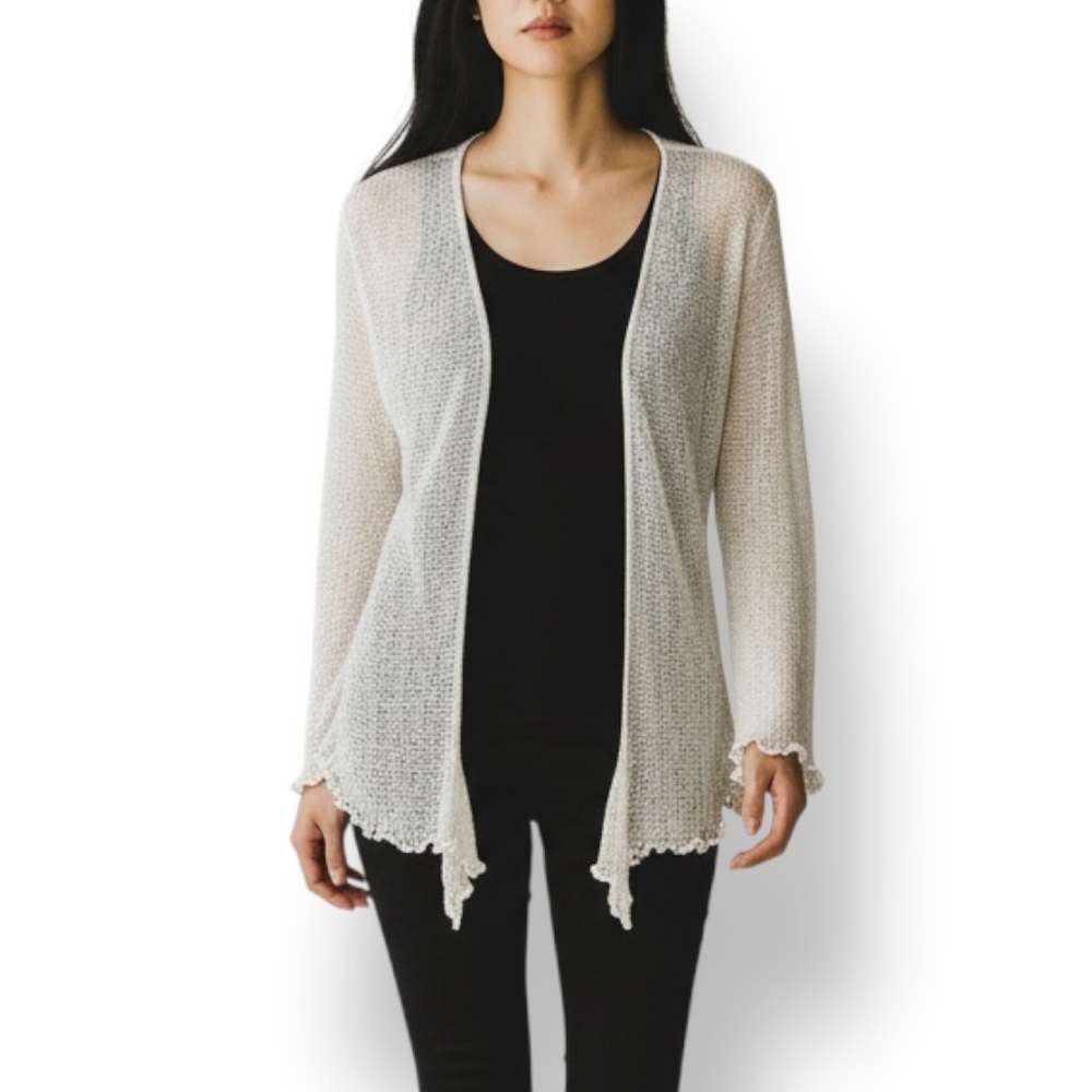 4/$20 Handmade Boho Open Knit Cardigan Lightweight Sheer Beach Cover Up Festival - Picture 2 of 6